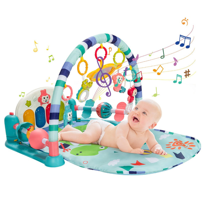 Baby Play Mat Kick and Play Piano Gym Activity Center with Projector-Blue