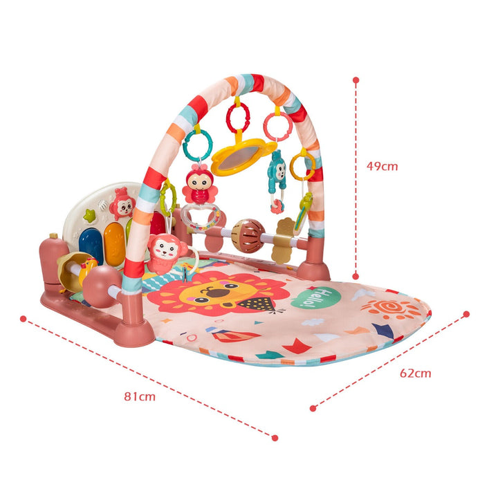 Baby Play Mat Kick and Play Piano Gym Activity Center with Projector-Pink