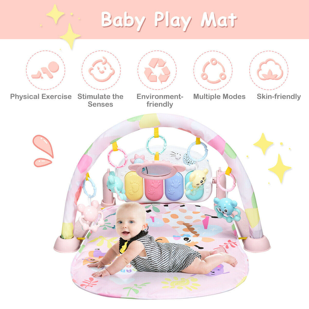 Baby Play Mat with Lights and  Music for Newborn-Pink