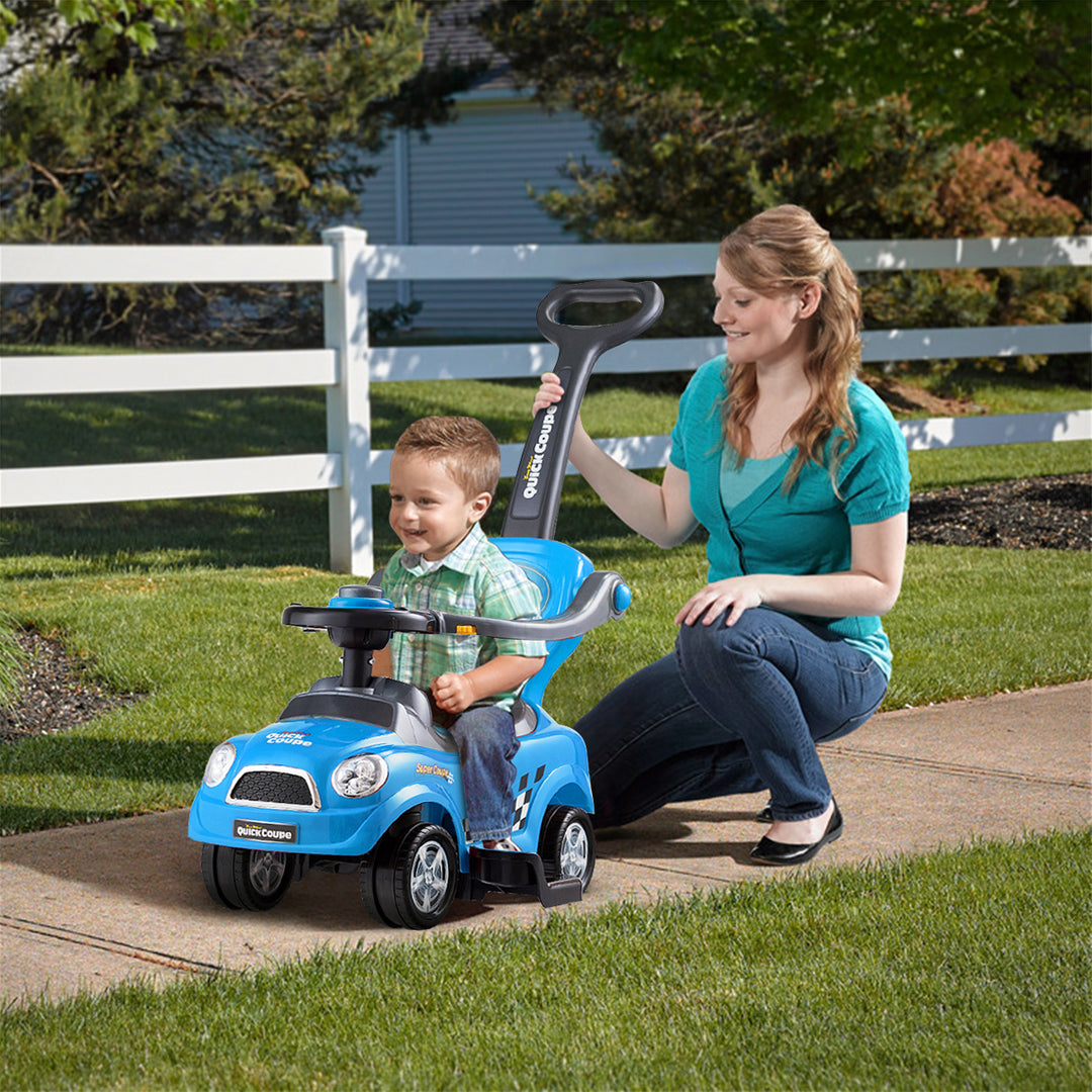 Kids 3 in 1 Ride on Car with Push Handle-Blue