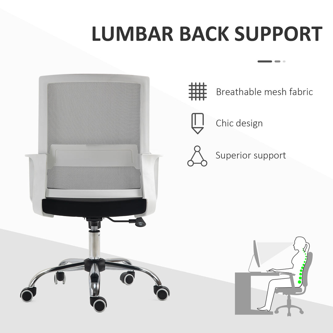 Vinsetto Ergonomic Office Chair Adjustable Height Breathable Mesh Desk Chair w/Armrest and 360° Swivel Castor Wheels Black