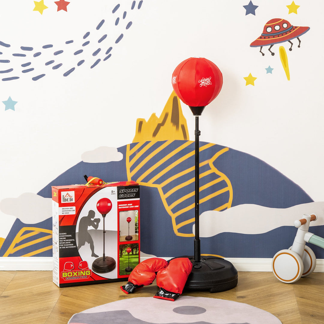 Kids Boxing Set, Adjustable Height Punching Ball, Free Standing Punch Bag with Boxing Gloves for 8-10 Years Children