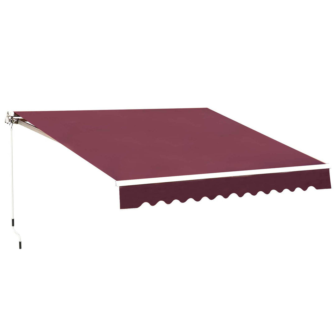 Awning Canopy Sun Shade Canopy Garden Patio Manual Retractable Awning, 3x2.5 m-Red