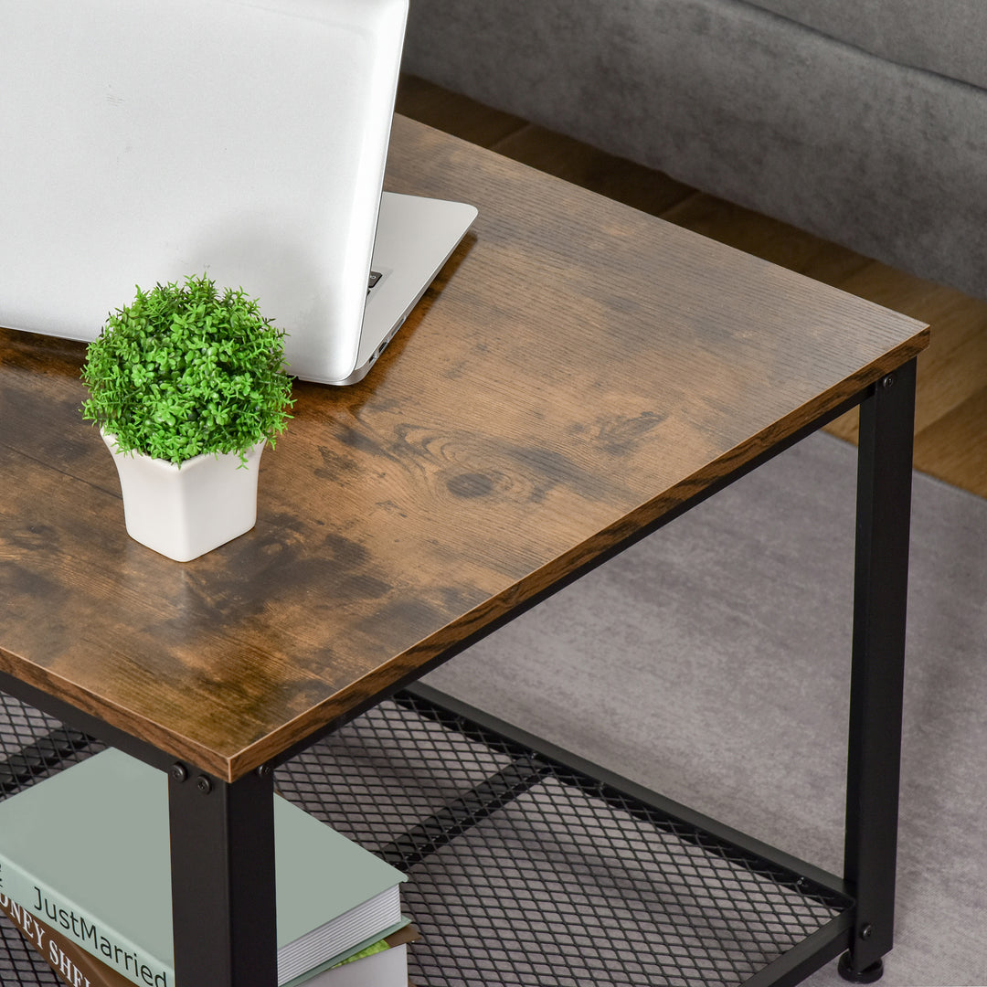 Coffee Cocktail Table Industrial Style w/ Storage Shelf Wood Grain Look Modern Furniture Versatile Use For Living Room Entryway Office
