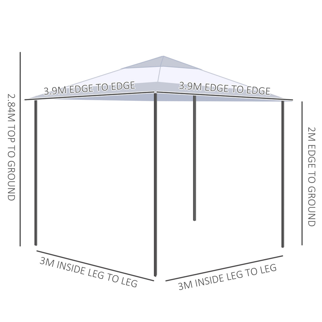 Outsunny 4 x 4m Pop-up Canopy Gazebo Tent with Roller Bag &amp; Adjustable Legs Outdoor Party, Steel Frame, White