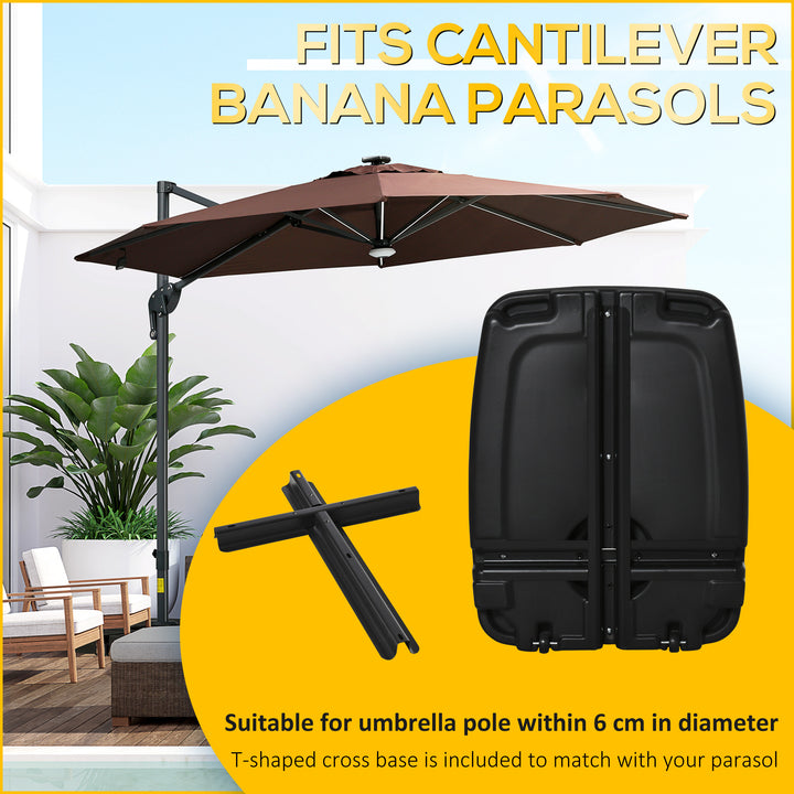 7kg Outdoor Umbrella Base Portable Umbrella Stand Weights for Cantilever Banana Parasol w/ Wheels, Water and Sand Filled, Up to 75kg, Black