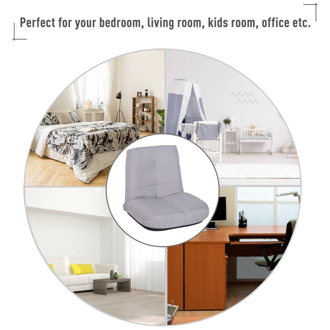 Floor Lazy Sofa Chair 5 - Position Adjustable Recliner 180 Degree Swivel Legless Linen Seater Thick Padding High Density Comfort Reclining