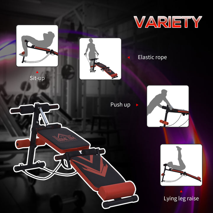Multifunctional Sit Up Bench Foldable Exercise Weight Bench w/ Elastic Rope