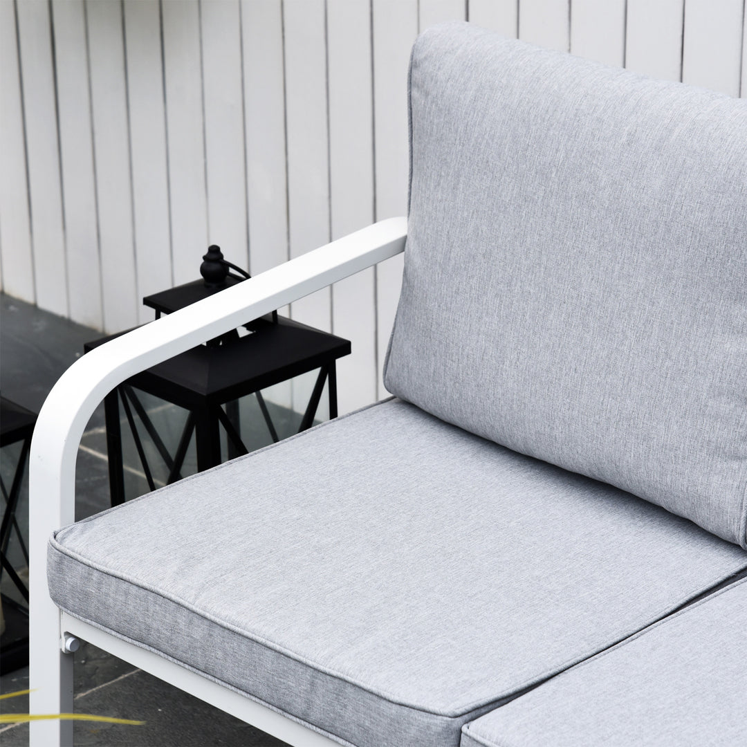 4-Seater Outdoor PE Rattan Table and Chairs Set White/Grey