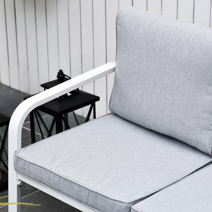 4-Seater Outdoor PE Rattan Table and Chairs Set White/Grey