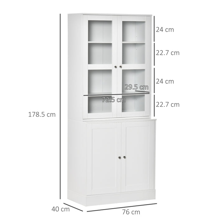 HOMCOM Modern Bookcase with Doors, Display Storage Cabinet with Adjustable Shelves for Living Room, Study, Office, White