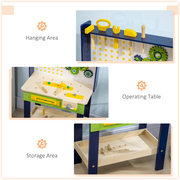 27 Pieces Tool Bench Toy, Kids Workbench with Wooden Tool Kits, Educational Tool Pretend Play Gift for Boys or Girls Aged 3-6 Years Old cm