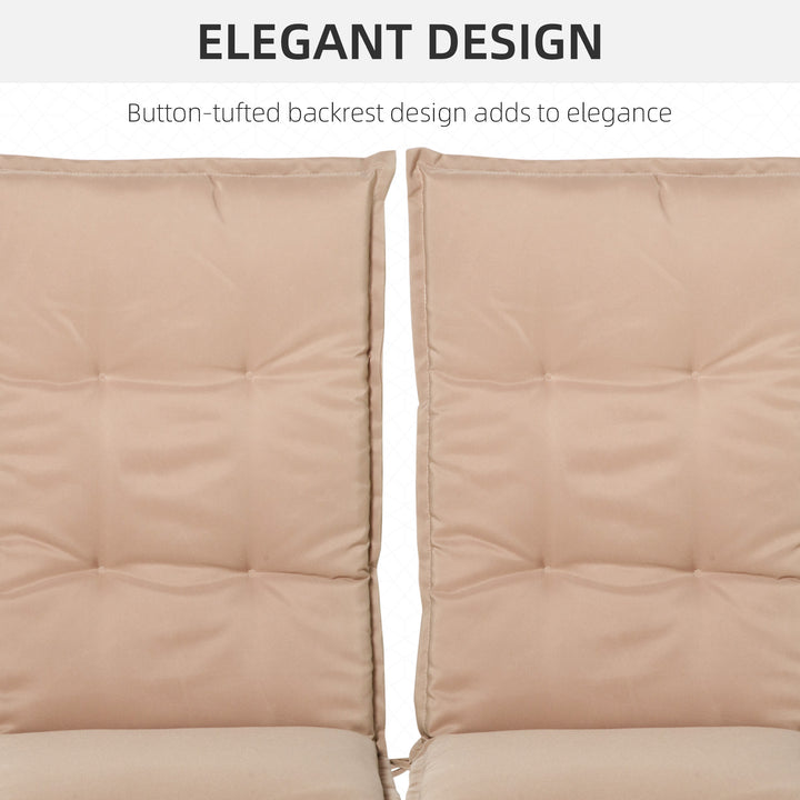 Garden Chair Cushion Polyester High Back Outdoor Chair Replacement Cushion Beige
