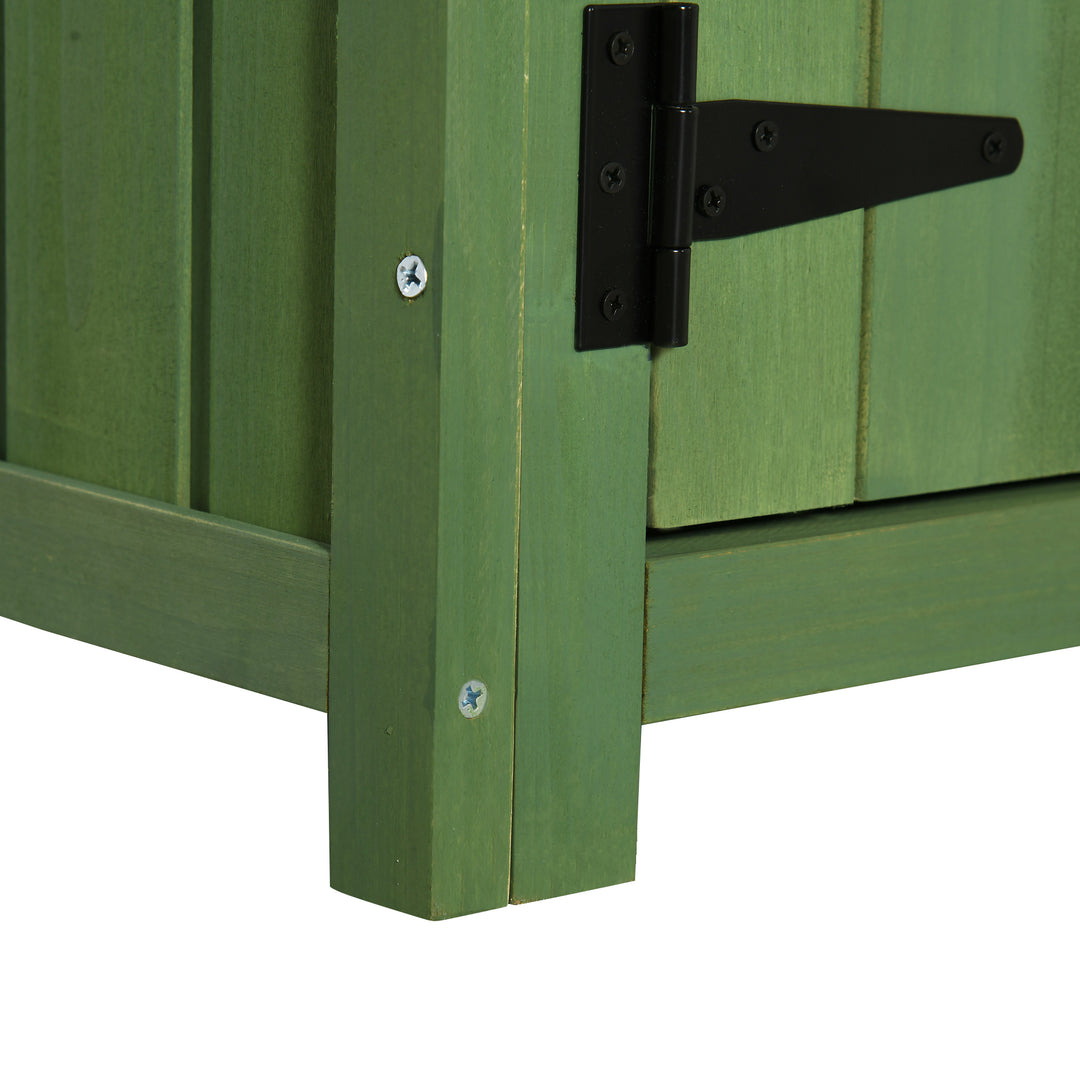 Outsunny Garden Shed Vertical Utility 3 Shelves Shed Wood Outdoor Garden Tool Storage Unit Storage Cabinet, 77 x 54.2 x 179cm - Green