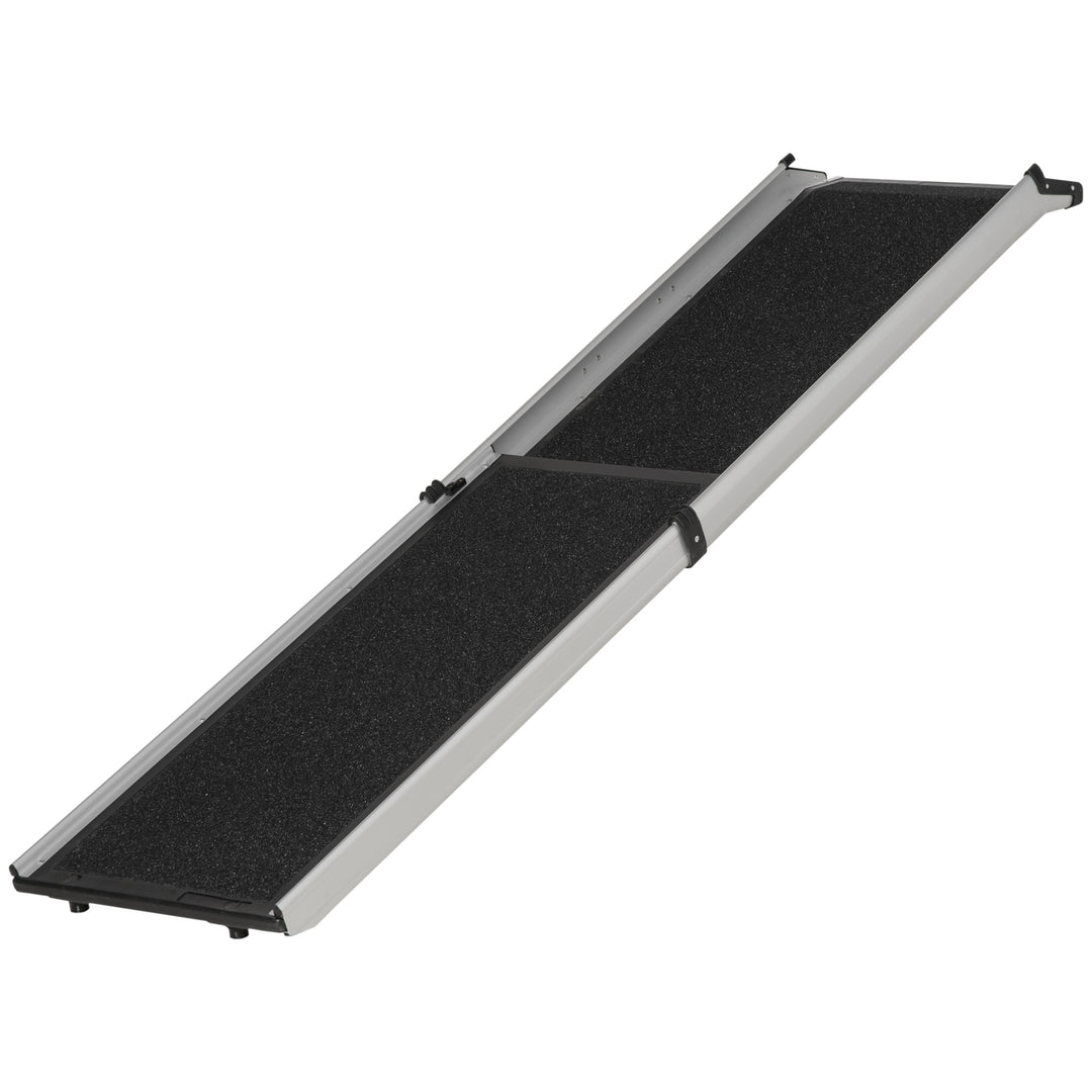 Portable Folding Pet Ramp, Dog Ramp for Cars with One Carry Handle, Non-Slip Ramp for Dogs to Get into a Car, Secure Aluminium Frame, Black