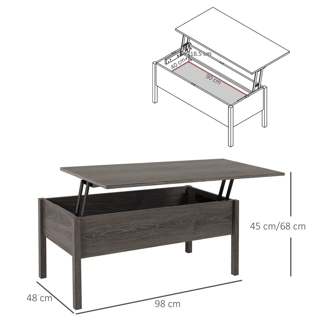 Modern Lift Top Coffee Table with Storage Compartment Convertible Tea Desk Floating Retractable Table Home Office Living Room Furniture Tan