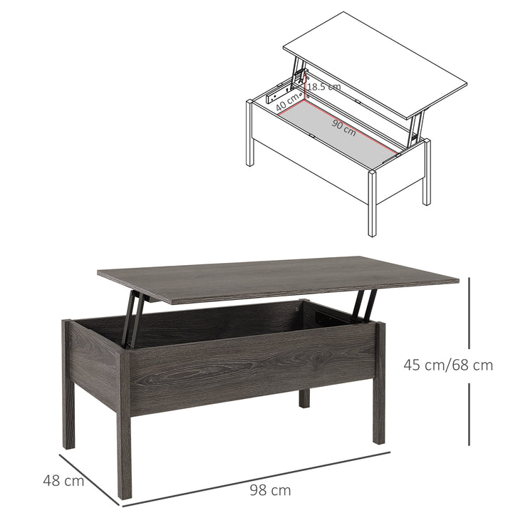 Modern Lift Top Coffee Table with Storage Compartment Convertible Tea Desk Floating Retractable Table Home Office Living Room Furniture Tan