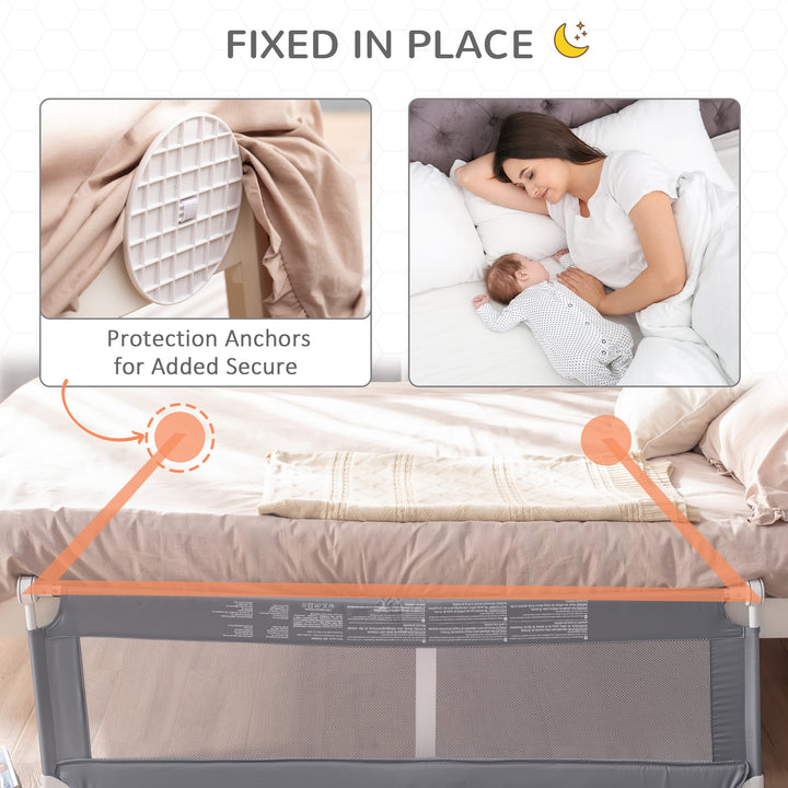 Toddler Bed Rail Foldable Safety Barrier Fold Down Bed Guard for Flat &amp; Slat Bed, 150 x 50cm, Grey
