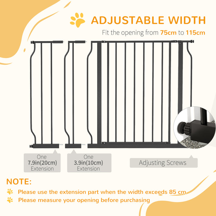 Wide Dog Safety Gate, with Door Pressure, for Doorways, Hallways, Staircases - Black