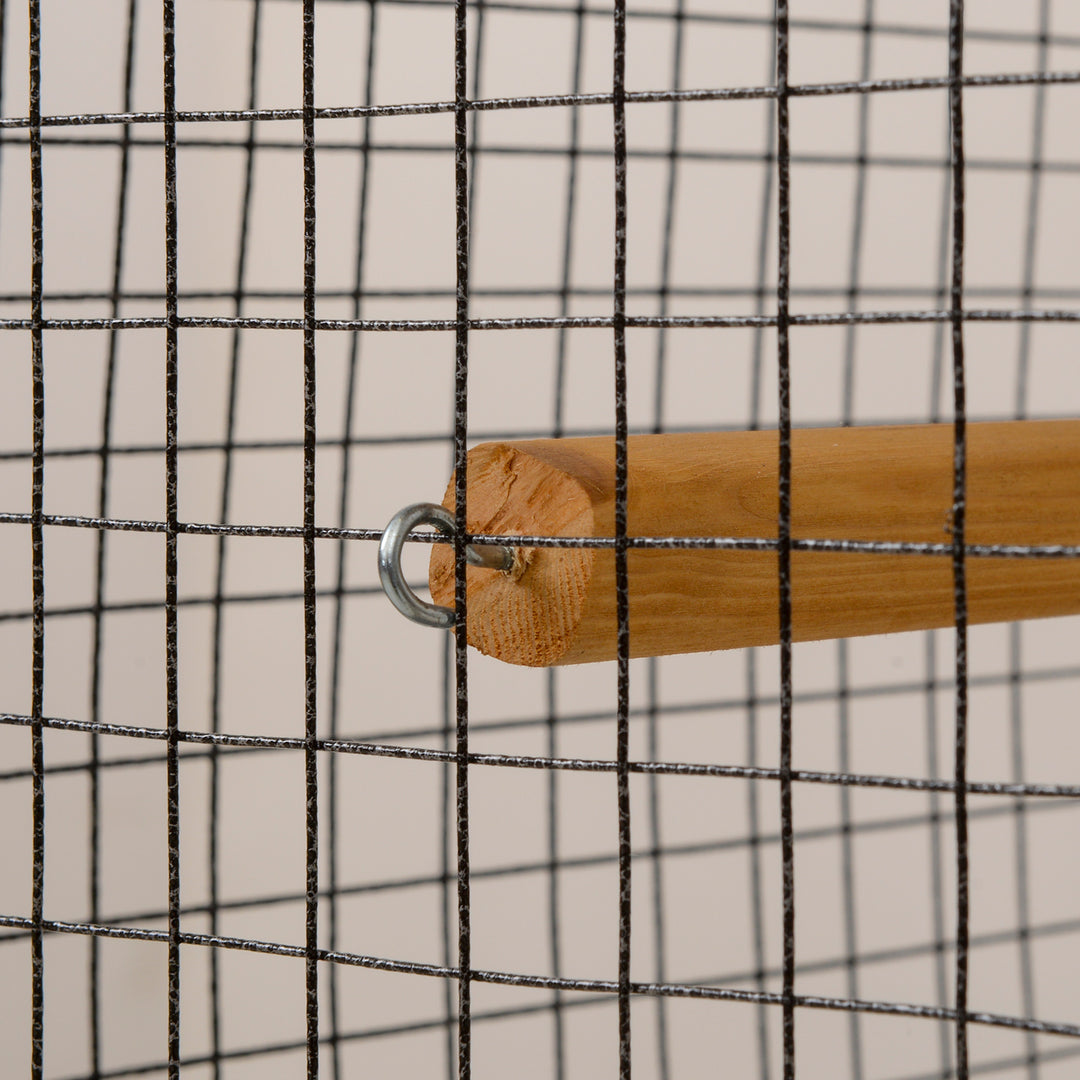 Wood &amp; Steel Bird Cage, with Standing Pole, Nest and Slide-Out Tray - Natural Finish