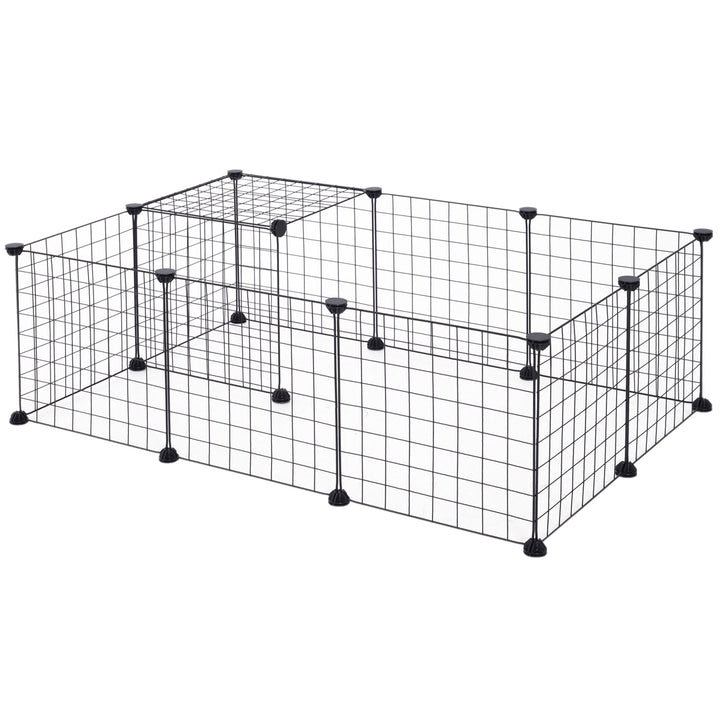 Modular Pet Playpen Metal Wire, 106Lx73Wx36Hcm-Black