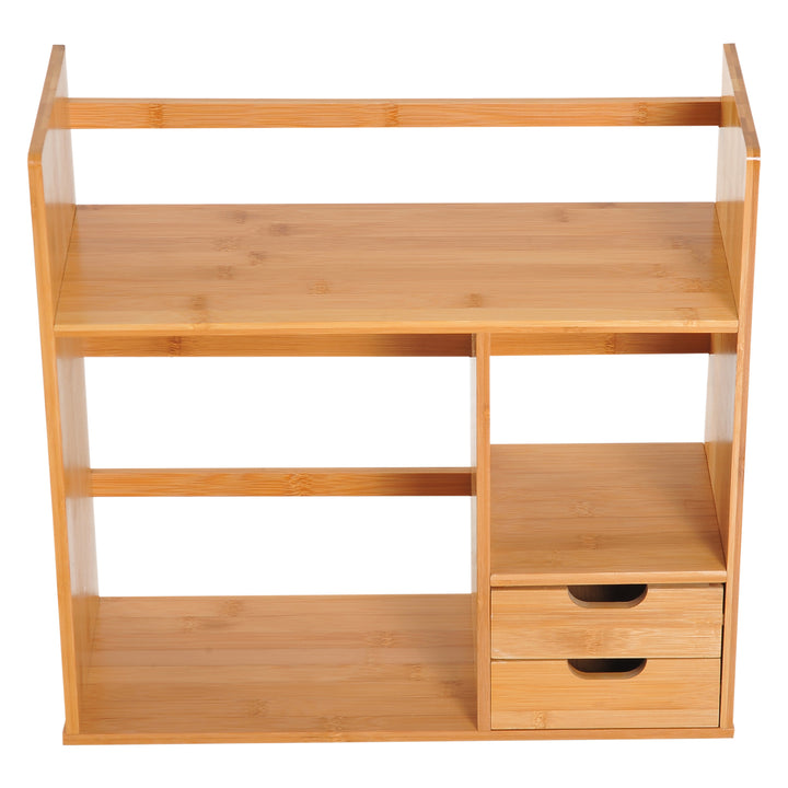 Desk Organiser Bookshelf Storage 2 Drawers 2-way Reversed Use Bamboo