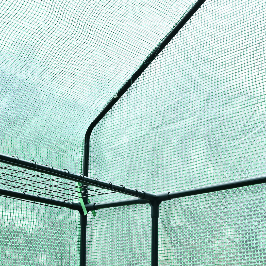 Walk in Greenhouse with Shelves Polytunnel Steeple Green house Grow House Removable Cover 143x73x195cm