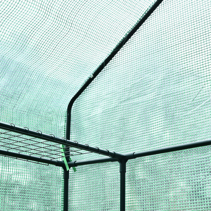 Walk in Greenhouse with Shelves Polytunnel Steeple Green house Grow House Removable Cover 143x73x195cm