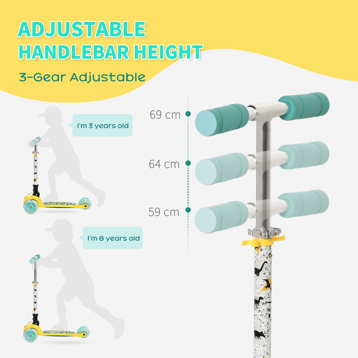 Scooter for Kids Toddler Foldable Kick Scooter with 3 Wheel Adjustable Height Flashing Wheels for Boys and Girls 3-8 Years Yellow
