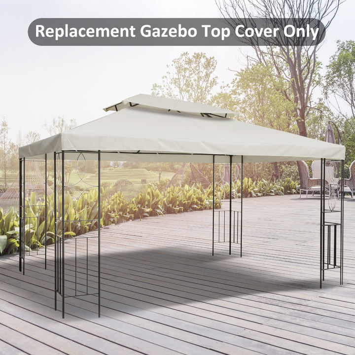 Outsunny 3x4m Gazebo Replacement Roof Canopy 2 Tier Top UV Cover Garden Patio Outdoor Sun Awning Shelters Cream (TOP ONLY)
