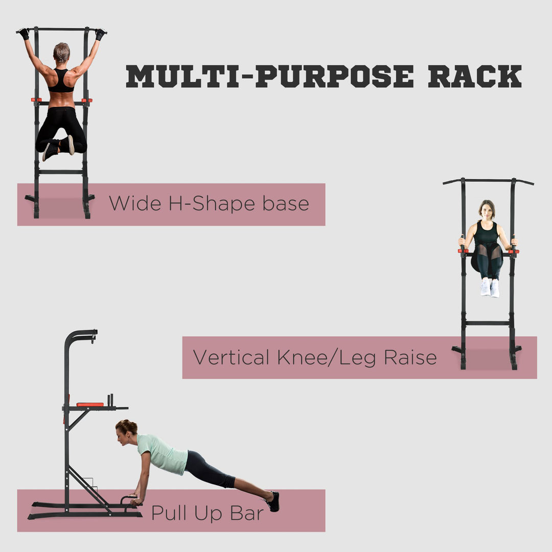 Freestanding Multifunctional Power Tower w/ Pull Up and Dip Station, Push Up Stand, for Home Gym - Black