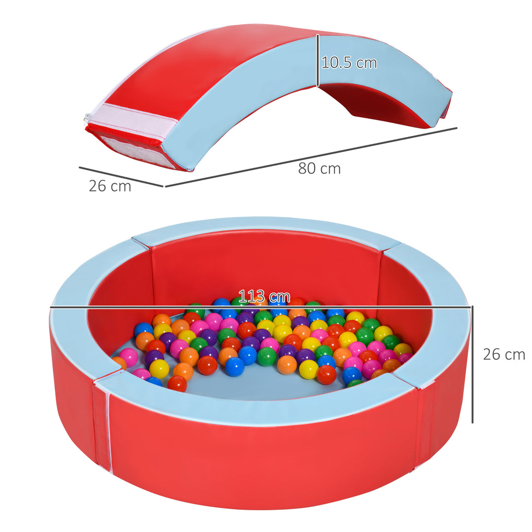 Baby Ball Pit Pool with Removable & Washable Cover, 113 x 26cm Balls Round for Baby with 100 Ocean Balls,  Indoor & Outdoor, Red Light Blue