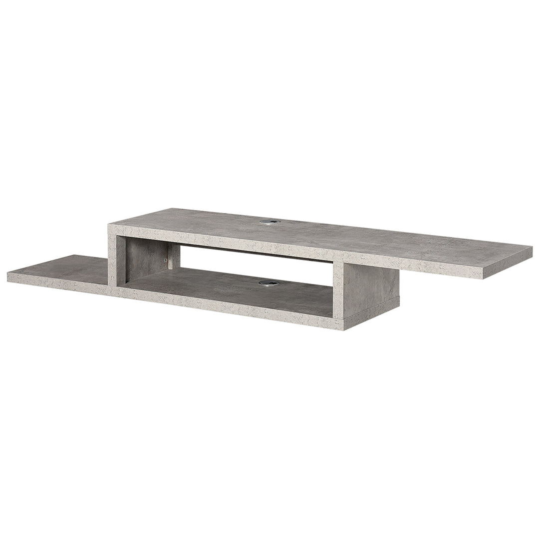 HOMCOM Wall Mounted Media Console, Floating TV Stand Component Shelf, Entertainment Center Unit, Grey