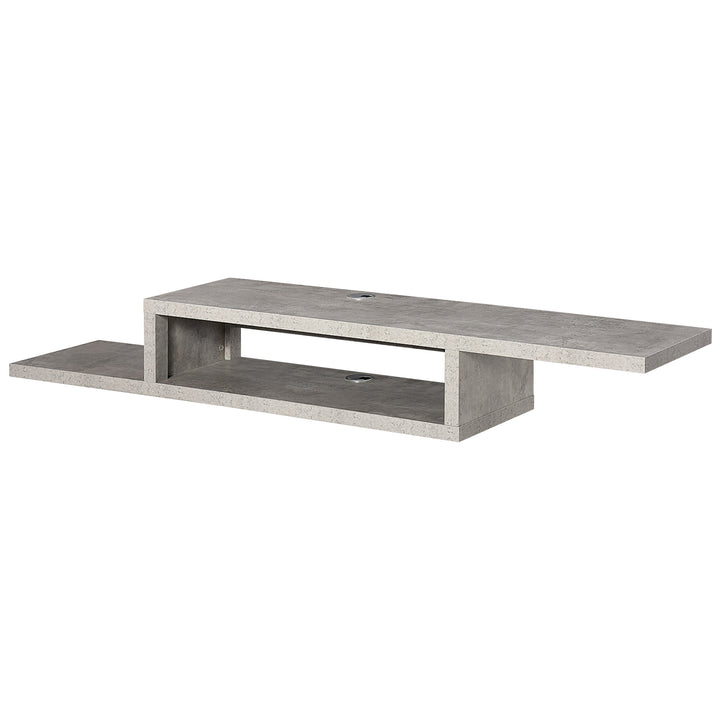 HOMCOM Wall Mounted Media Console, Floating TV Stand Component Shelf, Entertainment Center Unit, Grey