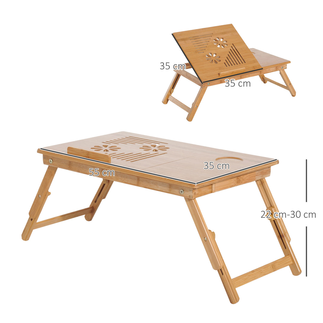 Foldable Laptop Desk Portable Bamboo Laptop Desk with Drawer