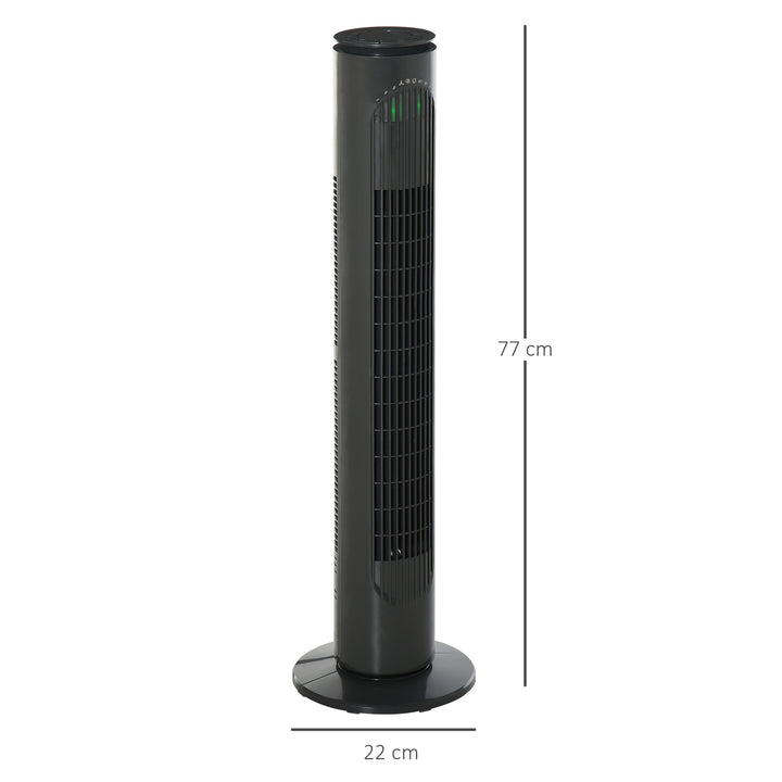 HOMCOM 30'' Freestanding Tower Fan, 3 Speed 3 Mode, 10h Timer, 70 Degree Oscillation, LED Light, 5M Remote Controller, Dark Grey