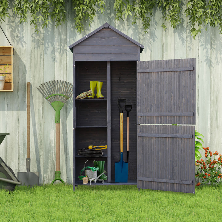 Fir Wood Outdoor Garden Utility Shed Grey