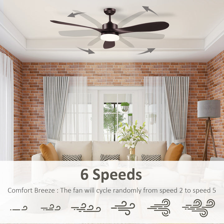 Reversible Indoor Ceiling Fan with Light, Modern Mount LED Lighting Fan with Remote Controller, for Bedroom, Living Room, Brown