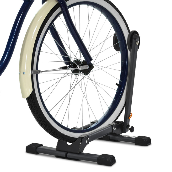 Foldable Bike Storage Stand Parking Rack Fit Max. 5.5cm Wide Wheel Metal Nylon Black