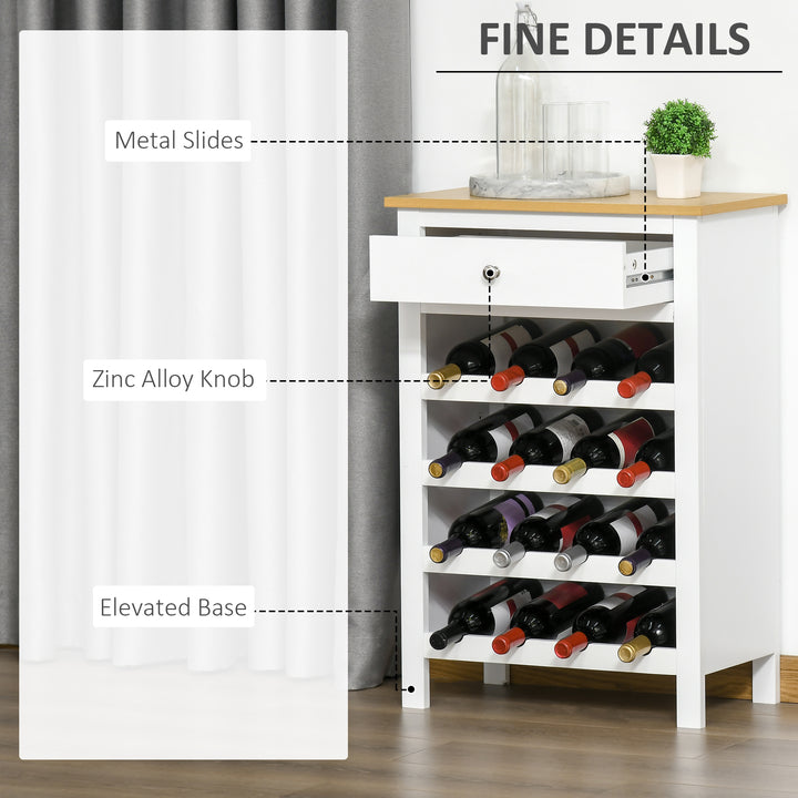 Modern Wine Cabinet Cupboard with 16-Bottle Wine Rack, Kitchen Sideboard with drawer for Living &amp; Dining Room, Home Bar, White