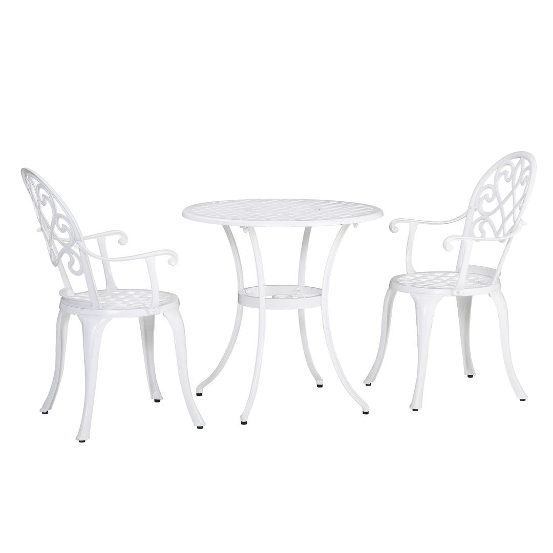 3PCs Garden Table Set Bistro Set Round Table and 2 Chairs for Outdoor Indoor Patio Balcony Aluminium