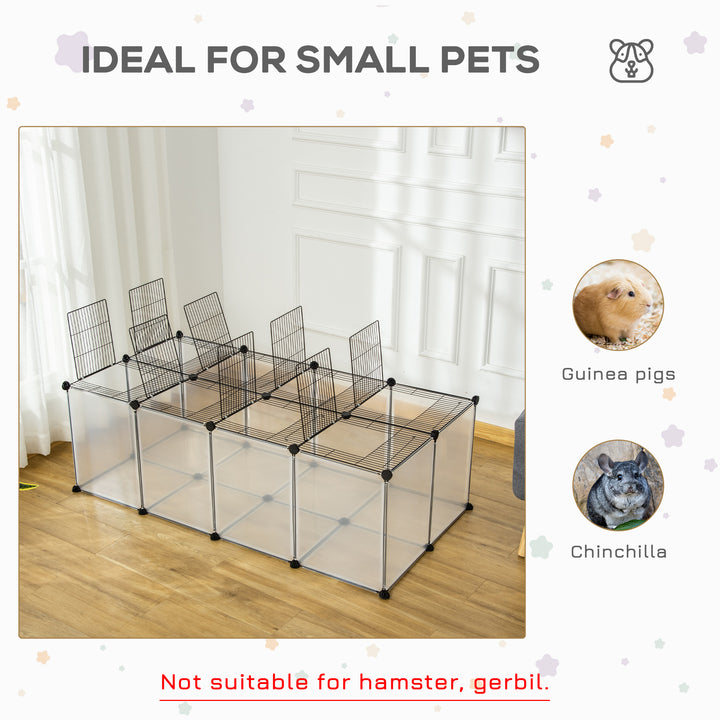 PawHut DIY Pet Playpen with Door Bottom 28 Panels Small Animal Cage for Guinea Pigs, Rabbit, Chinchilla, Transparent