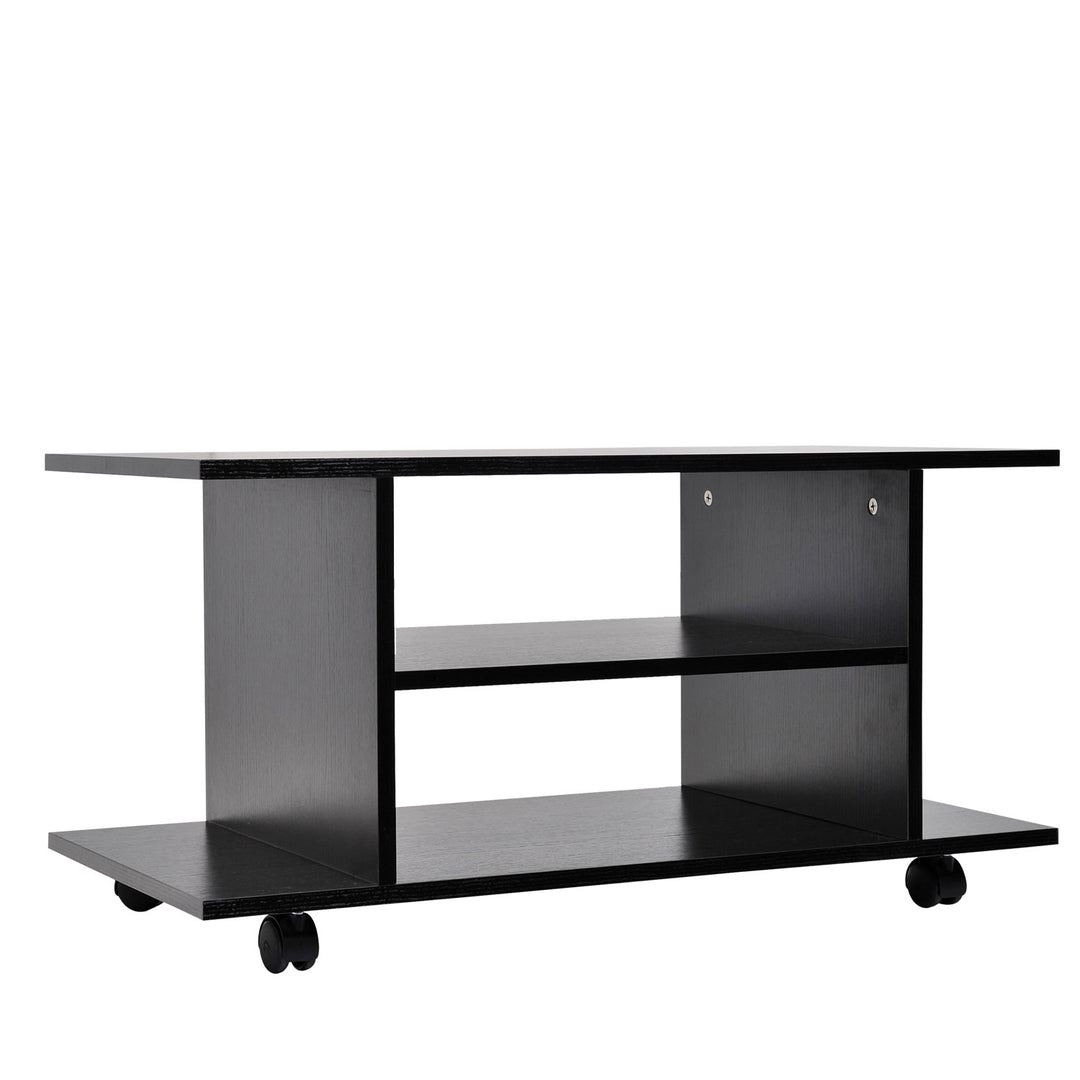 HOMCOM TV Stand W/ Shelves -Black