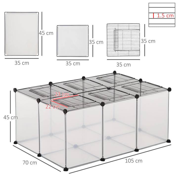 PawHut DIY Pet Playpen with Door Bottom 22 Panels Small Animal Cage for Guinea Pigs, Rabbit, Chinchilla, Transparent