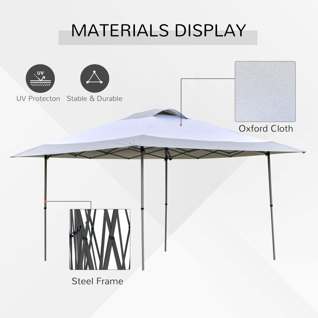 Outsunny 4 x 4m Pop-up Canopy Gazebo Tent with Roller Bag &amp; Adjustable Legs Outdoor Party, Steel Frame, White