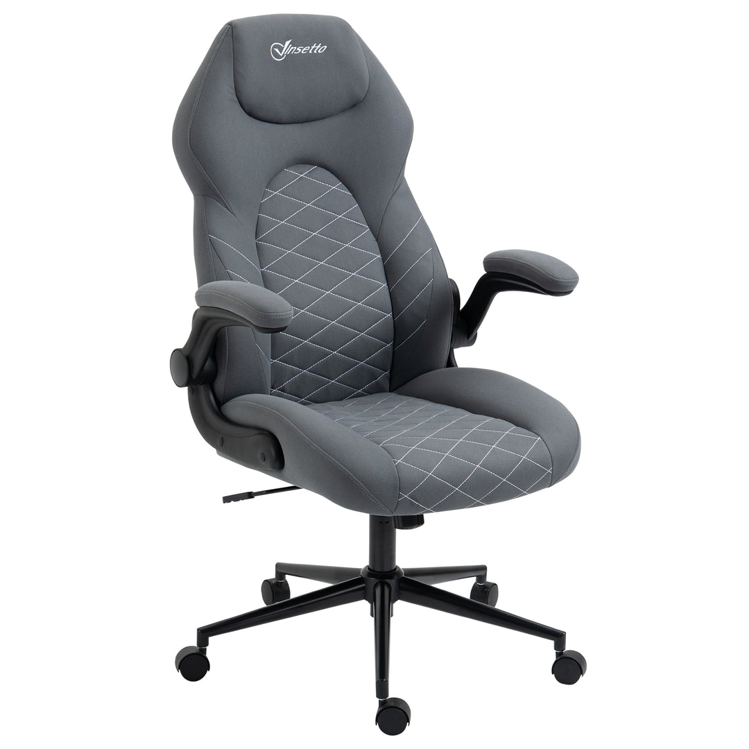 Office Chair w/ Flip Up Armrests, Swivel Seat Dark Grey