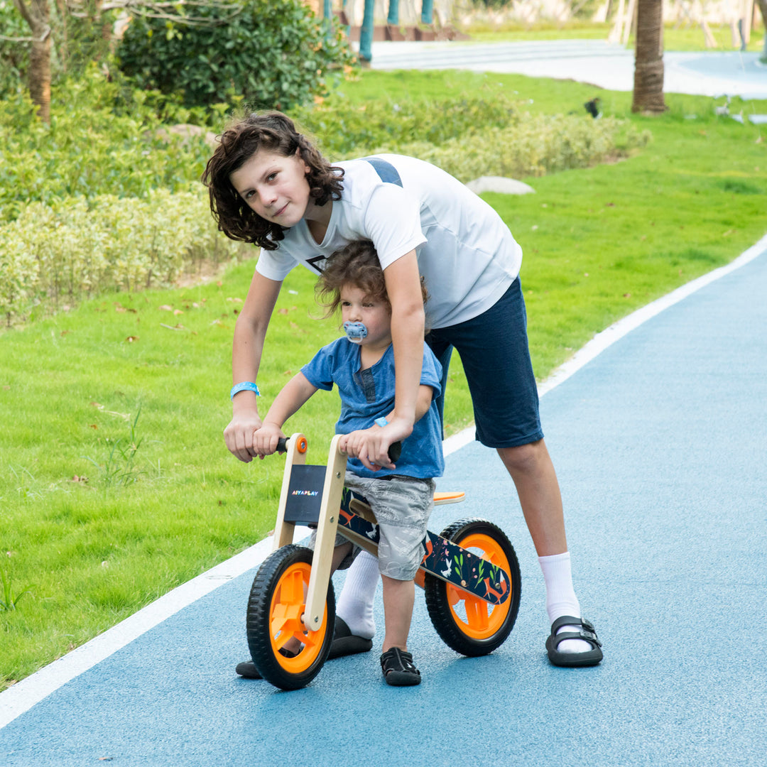 Kids Balance Bike 12 Inch Wooden for 3-6 Years Boys Girls, Black
