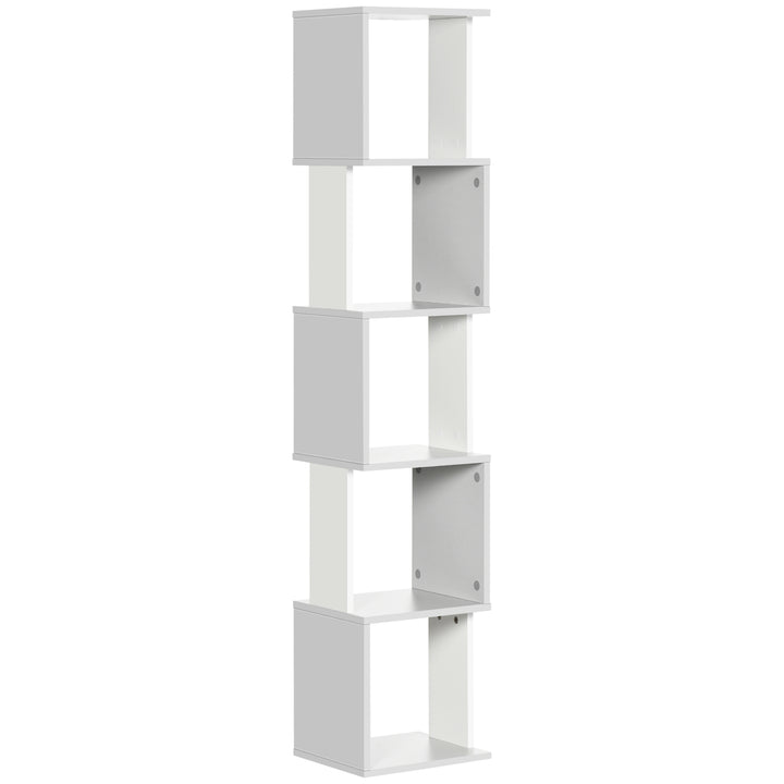 HOMCOM Modern 5-Tier Bookshelf, Freestanding Bookcase Storage Shelving for Living Room Home Office Study, Light Grey