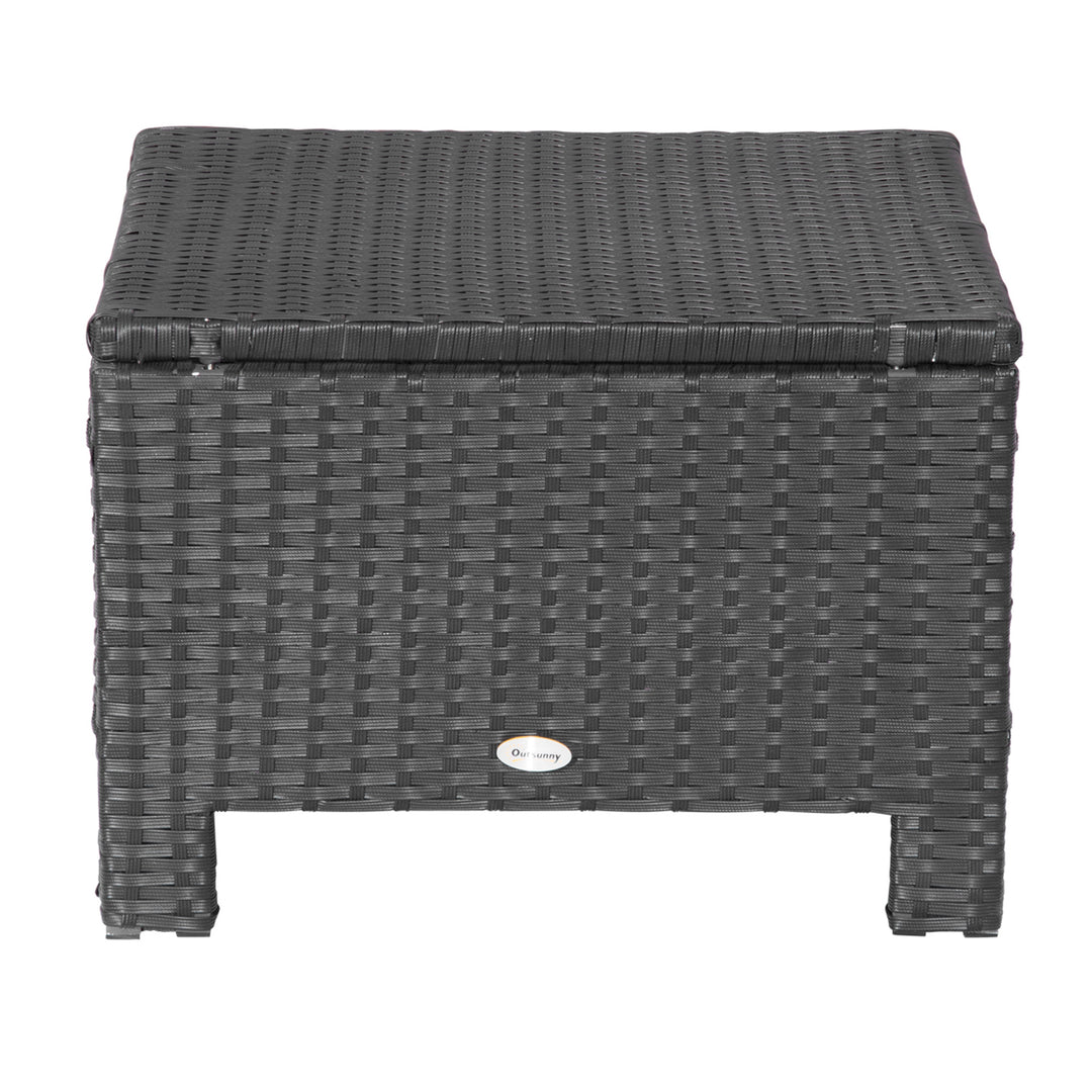 Outsunny Rattan Footstool Wicker Ottoman with Padded Seat Cushion Outdoor Patio Furniture for Backyard Garden Poolside Living Room 50 x 50 x 35 cm