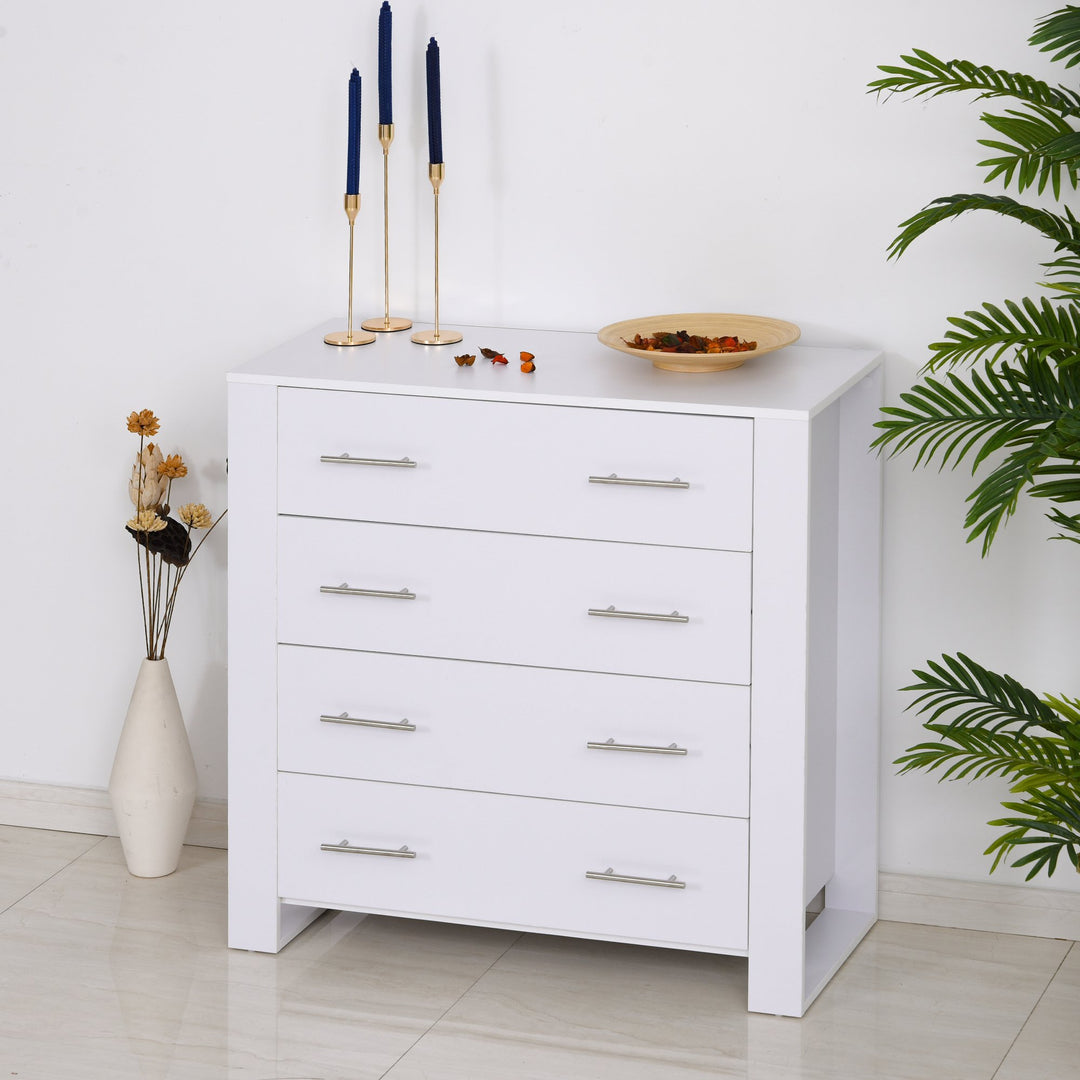 HOMCOM Particle Board 4-Drawer Bedroom Cabinet White